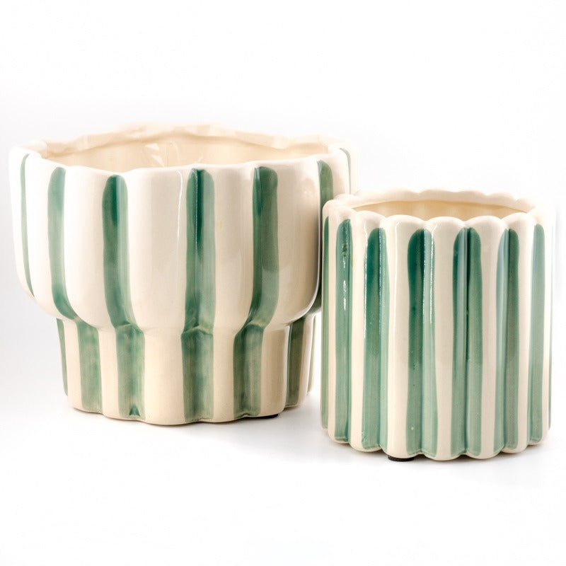 Bloempot Stripes groen