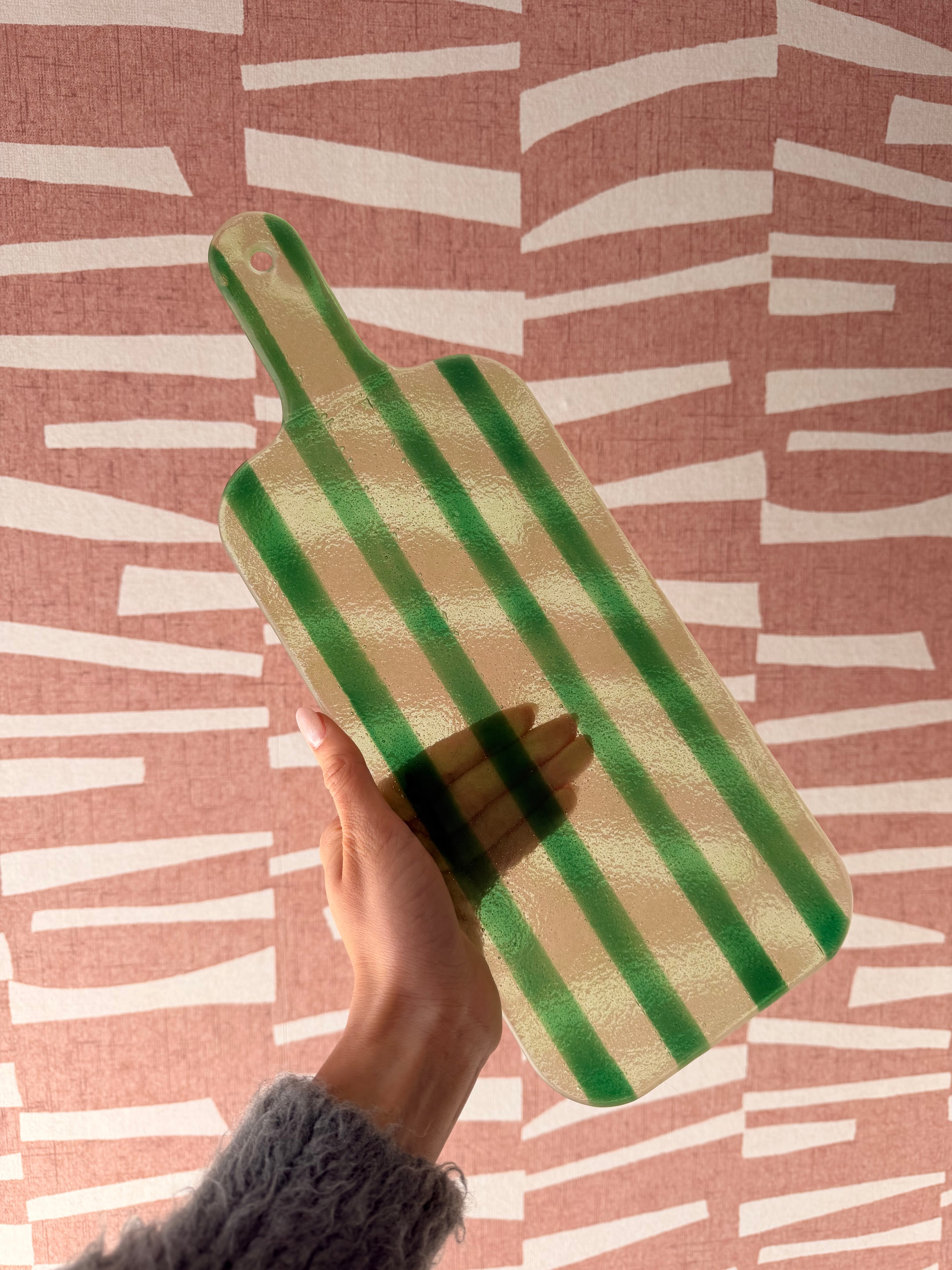 Borrelplank glas groen - klein