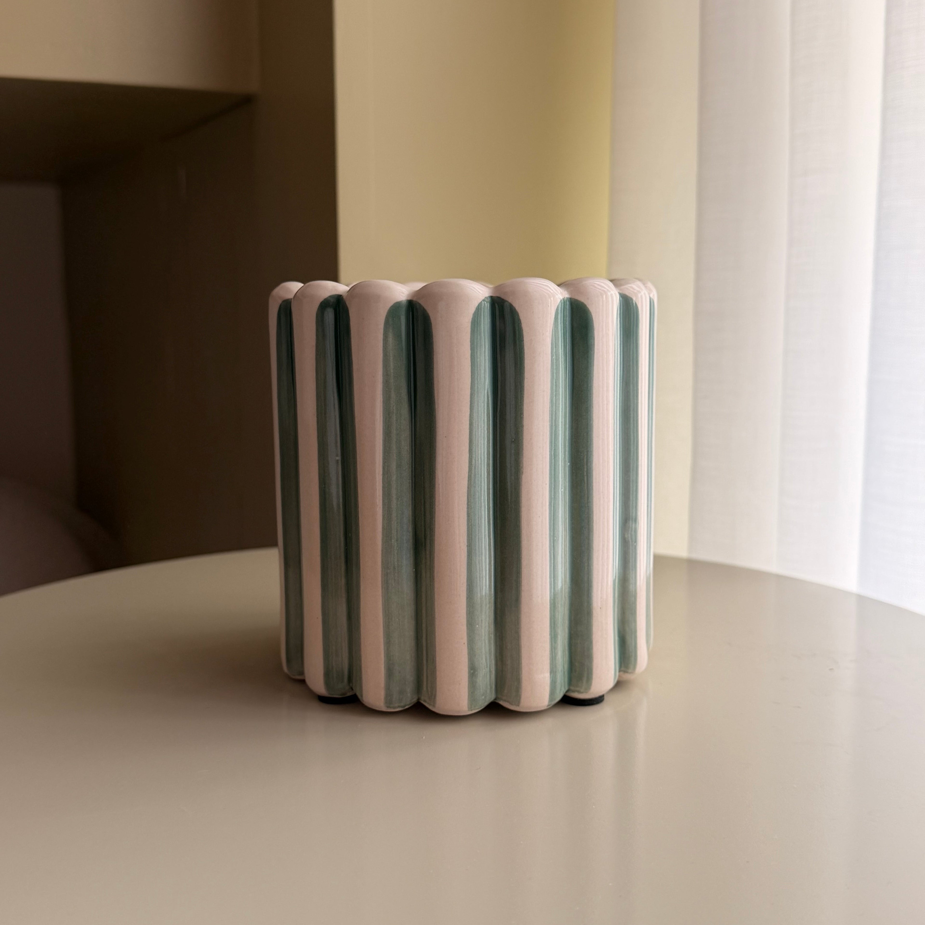 Bloempot Stripes groen