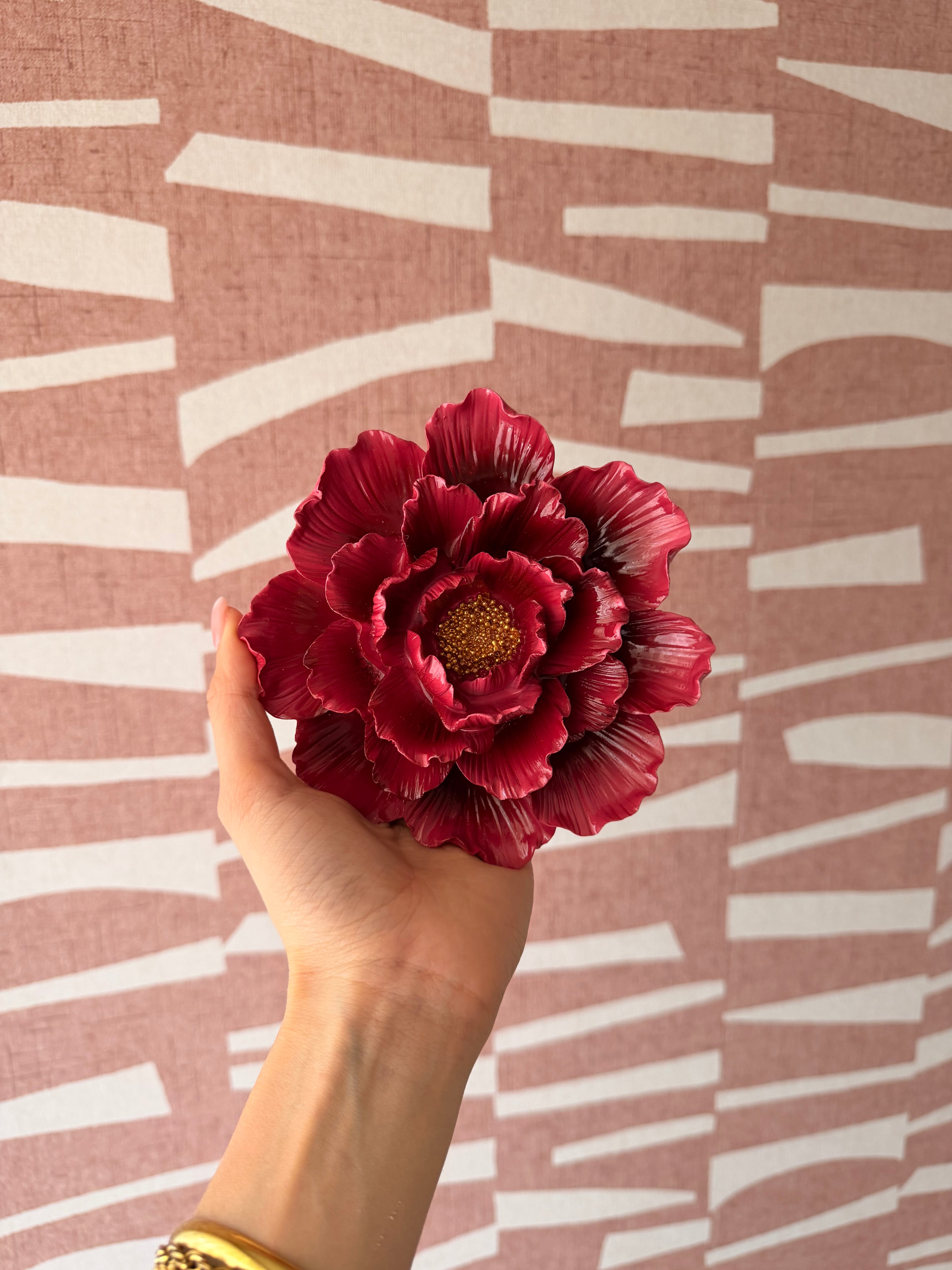 Wanddecoratie bloem pioenroos