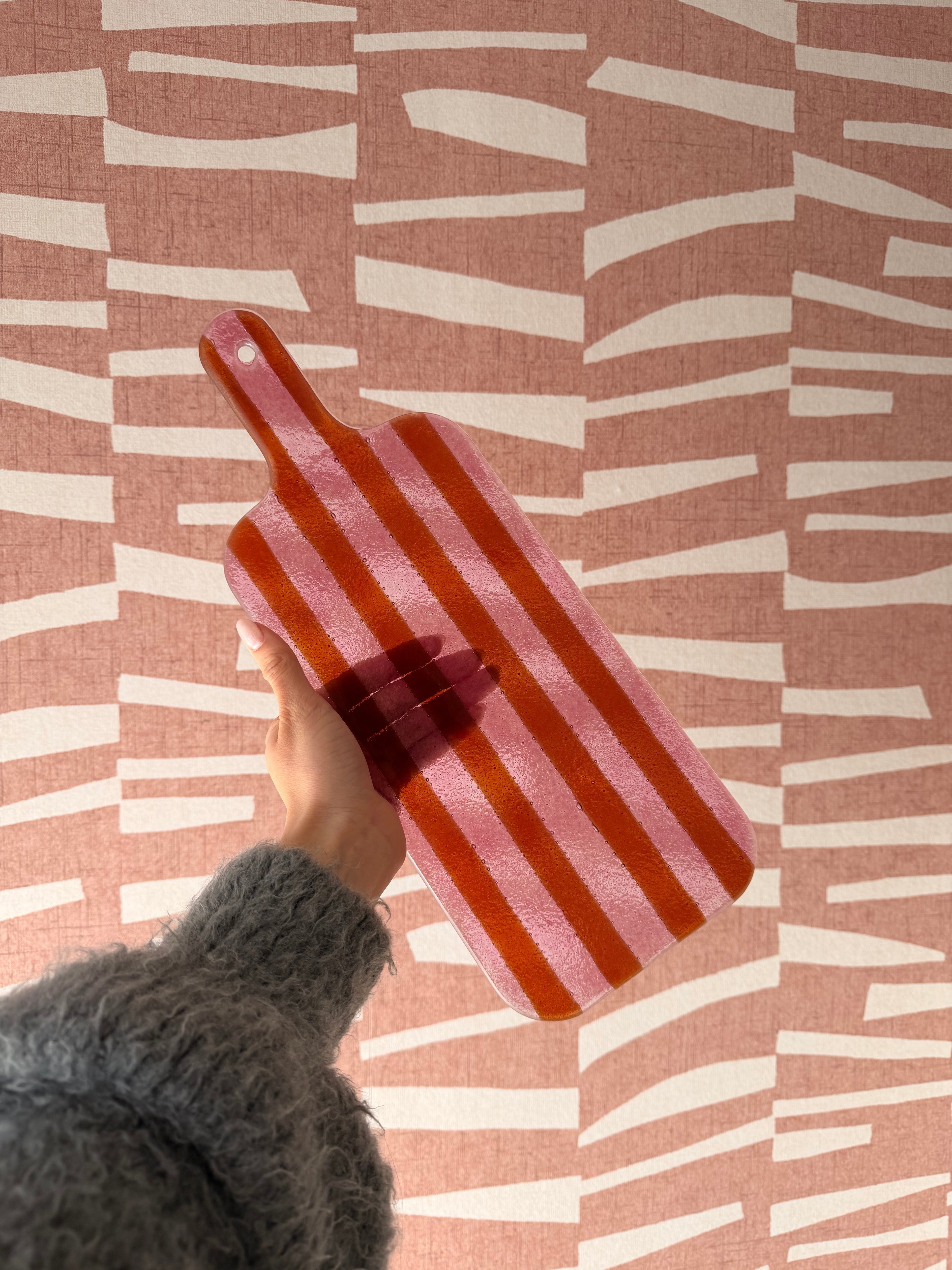 Borrelplank glas roze - klein