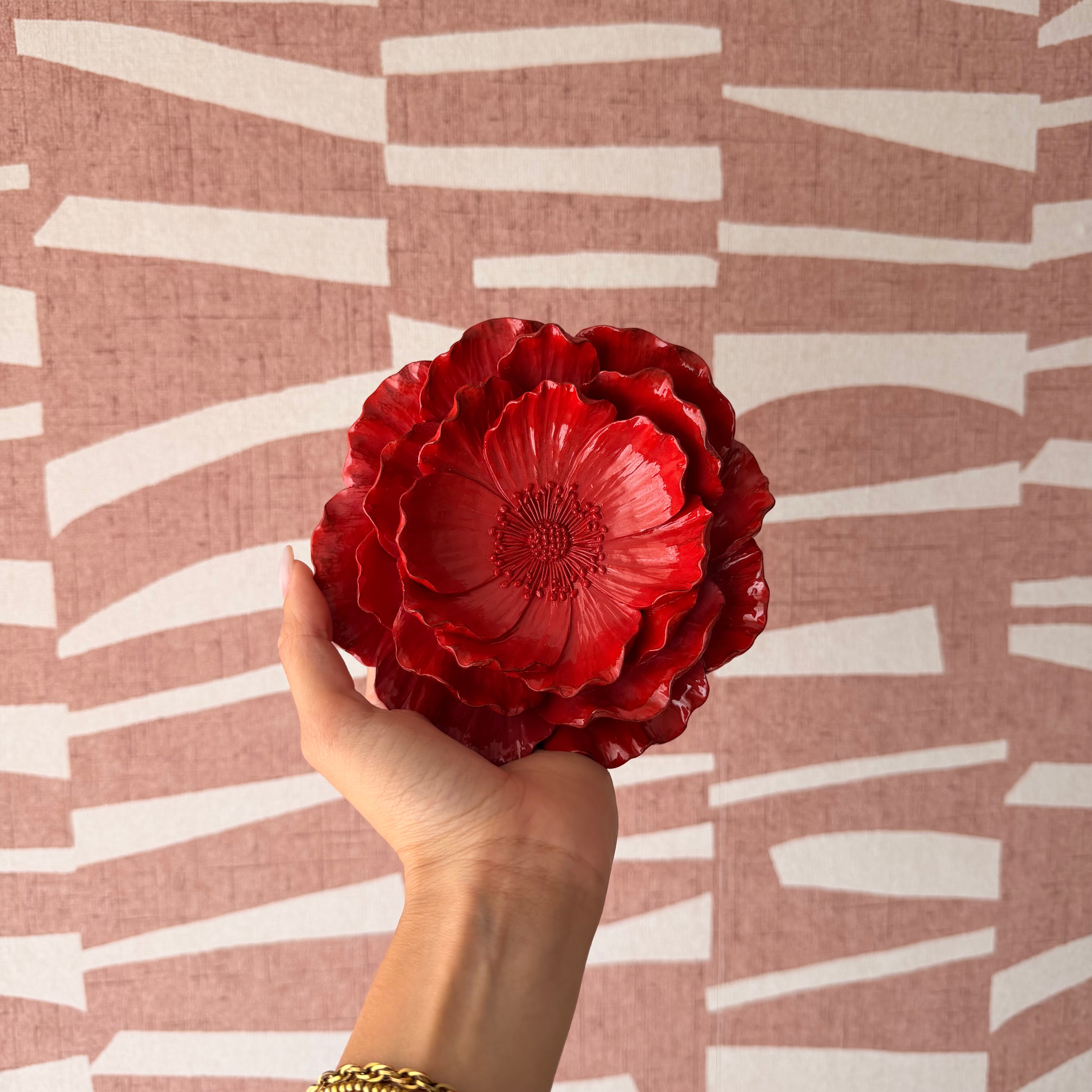 Wandbloem klein rood