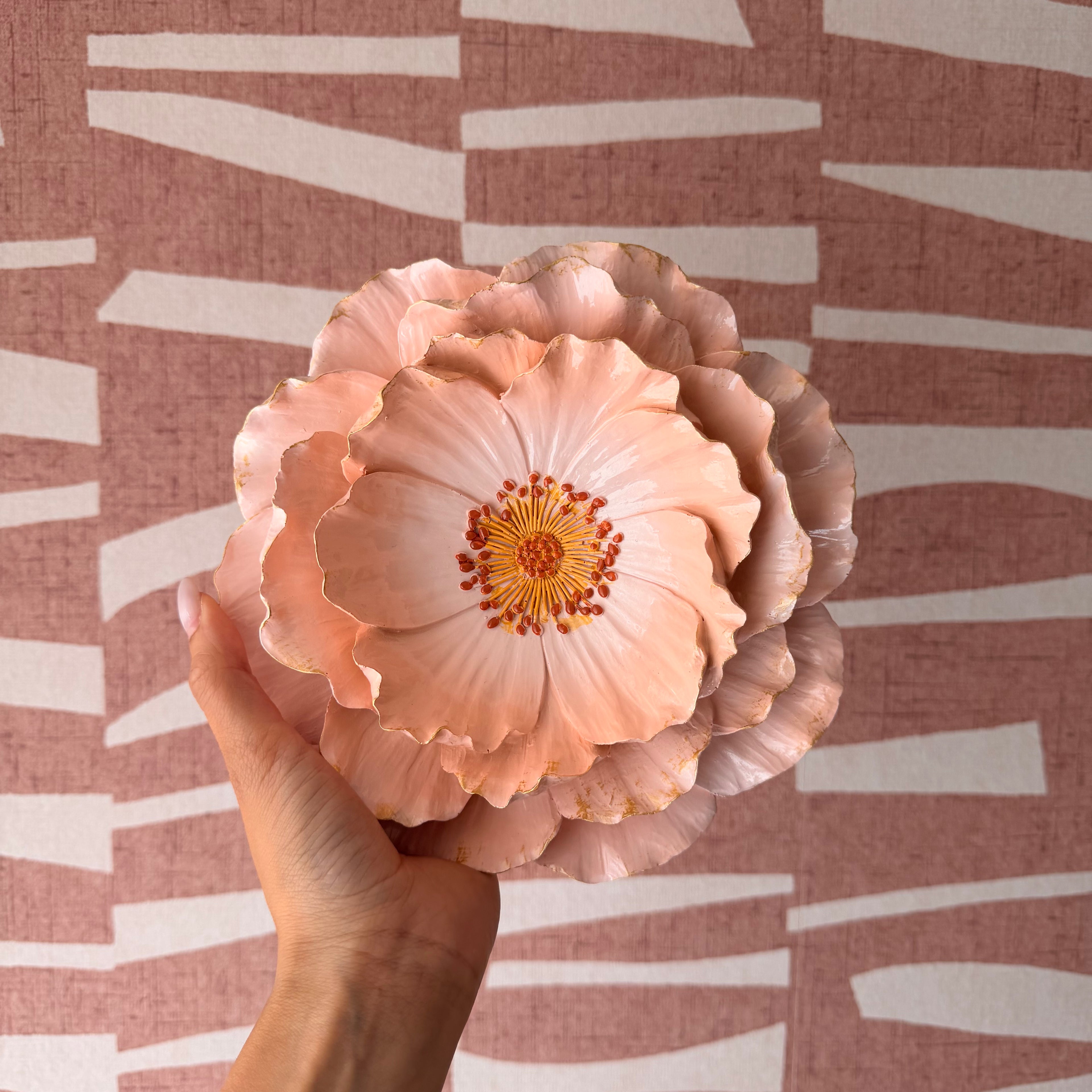 Wandbloem middel oud roze