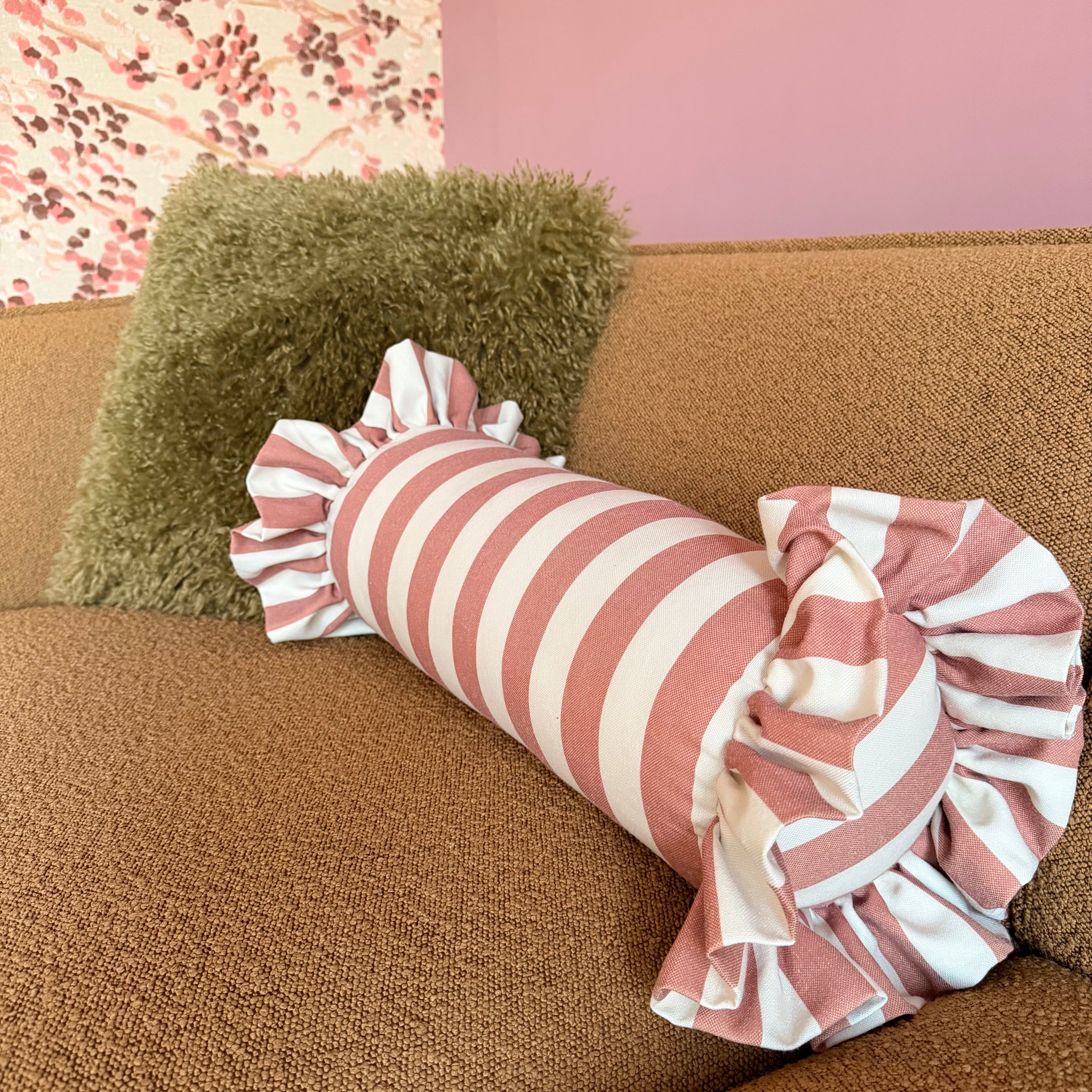 Kussen stripes roze
