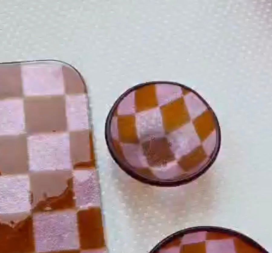 Schaaltje roze small geblokt
