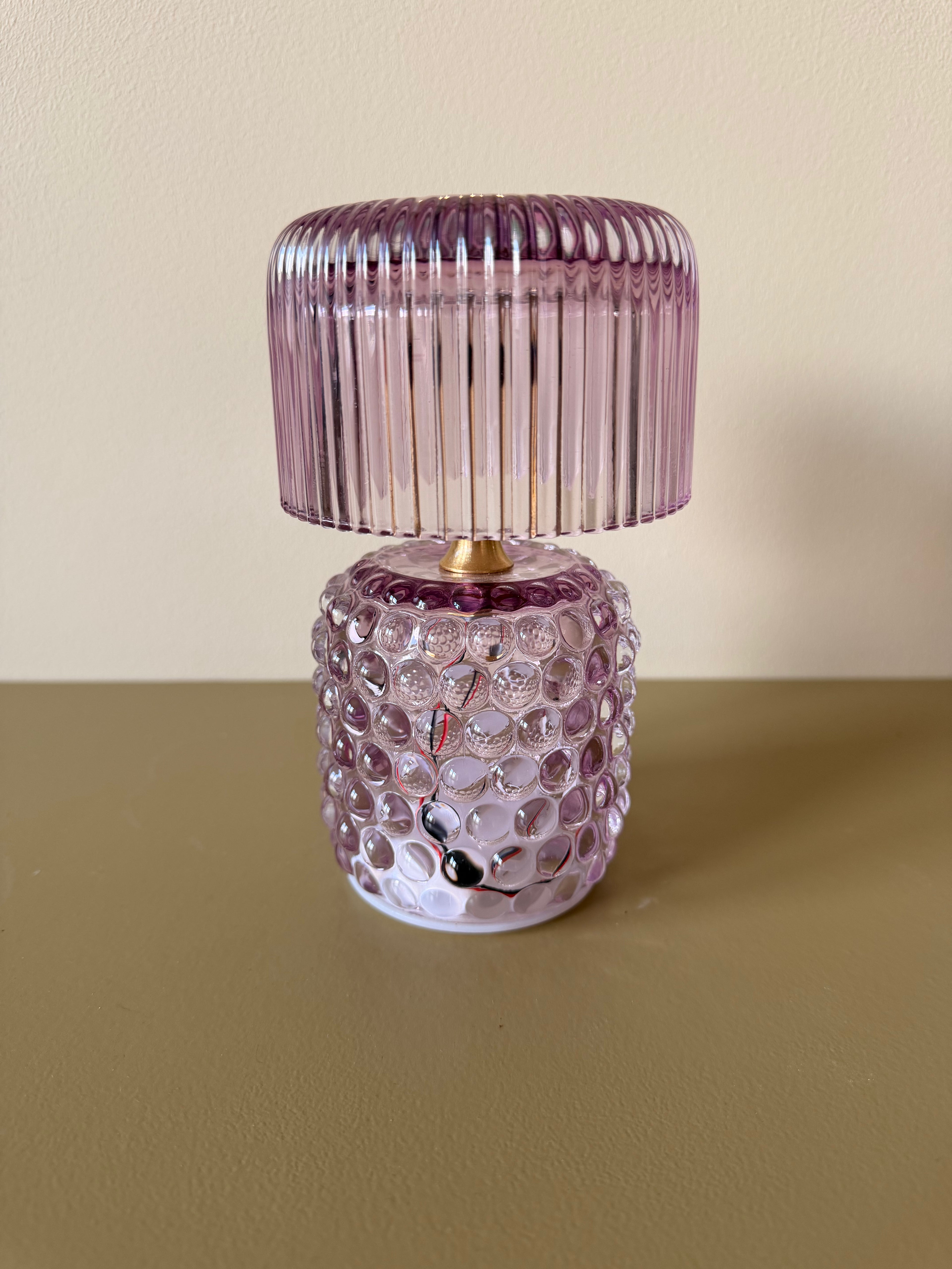 Lampje glas ribbel - paars