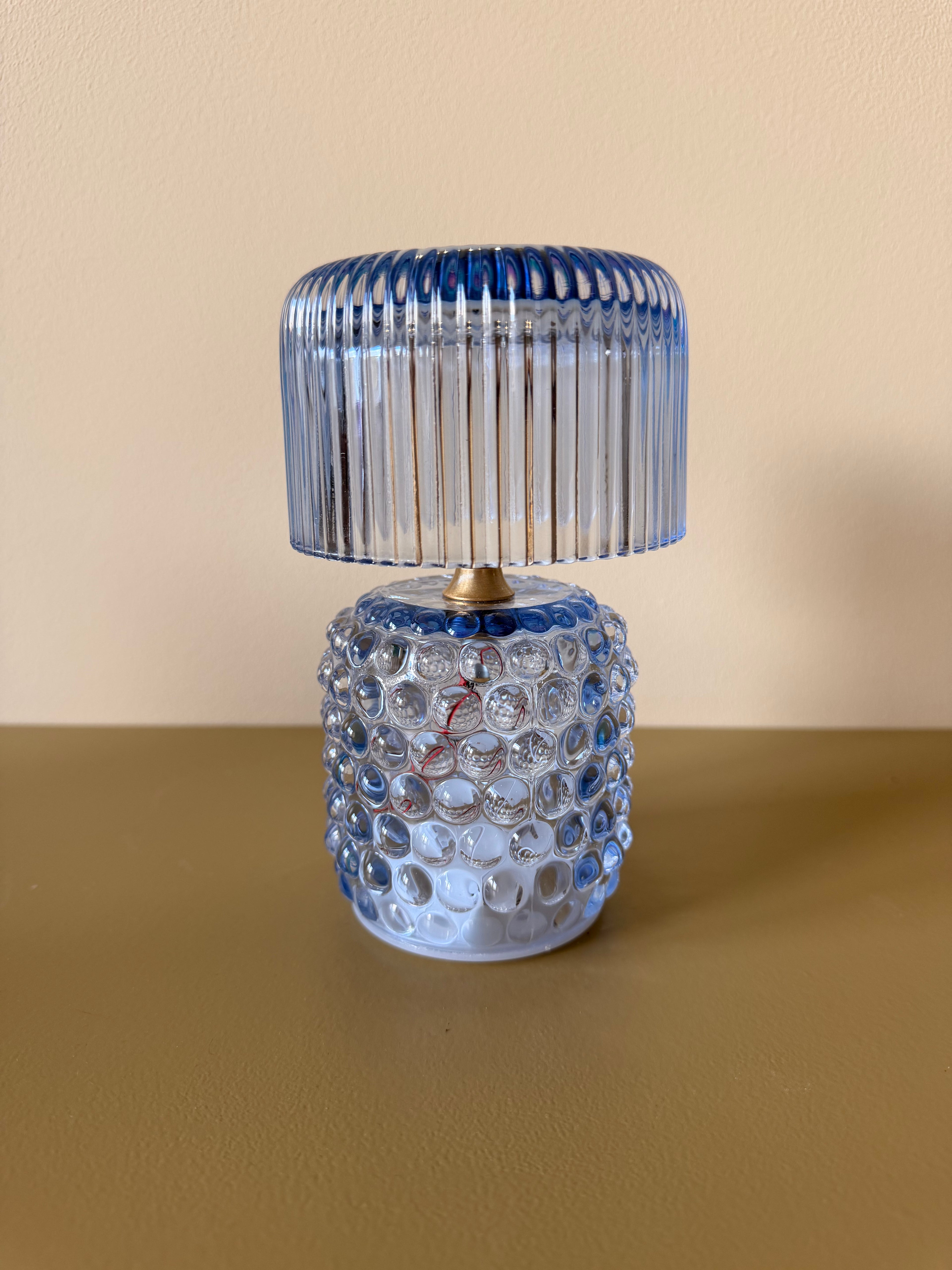 Lampje glas ribbel - blauw