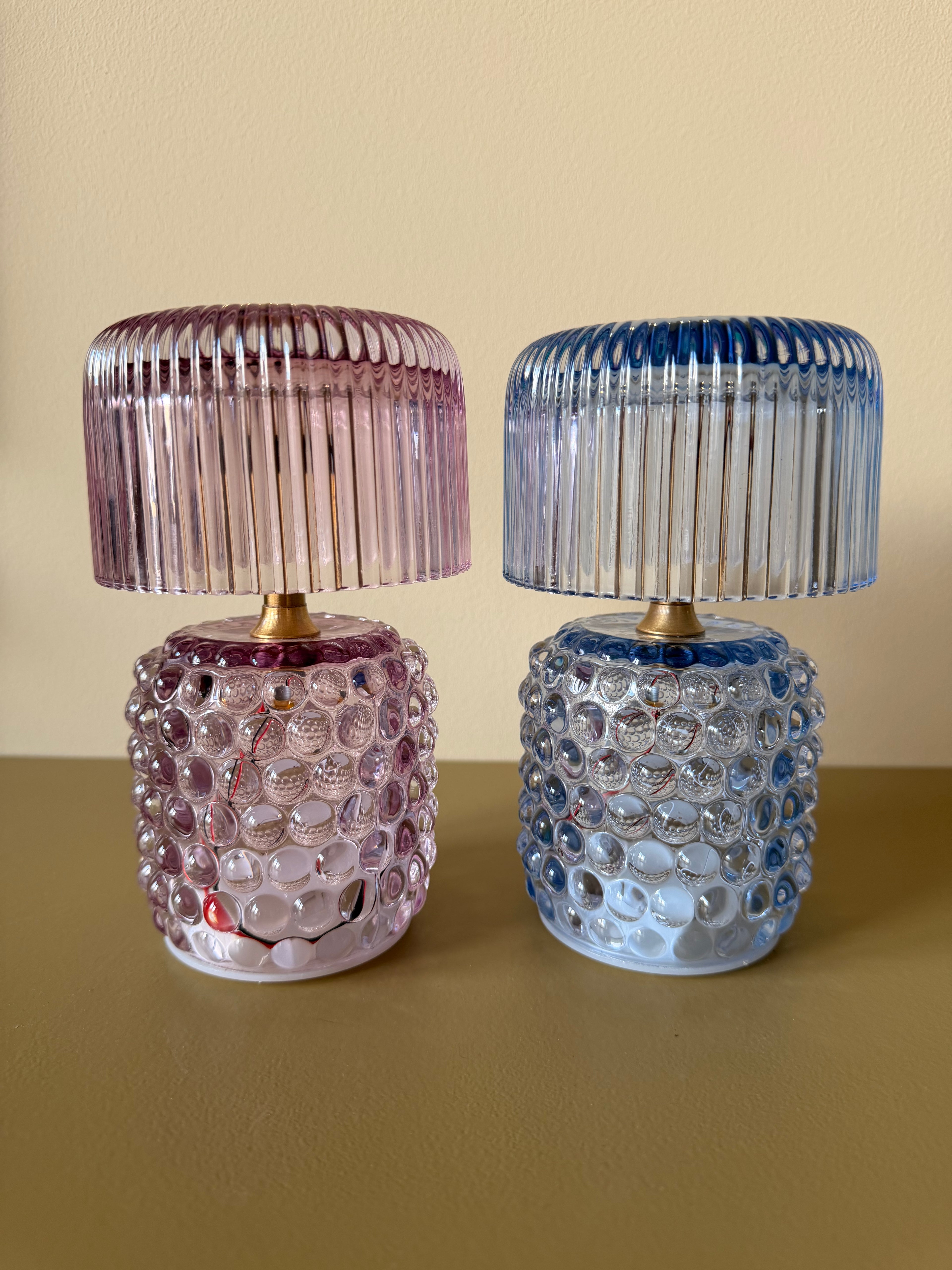 Lampje glas ribbel - paars