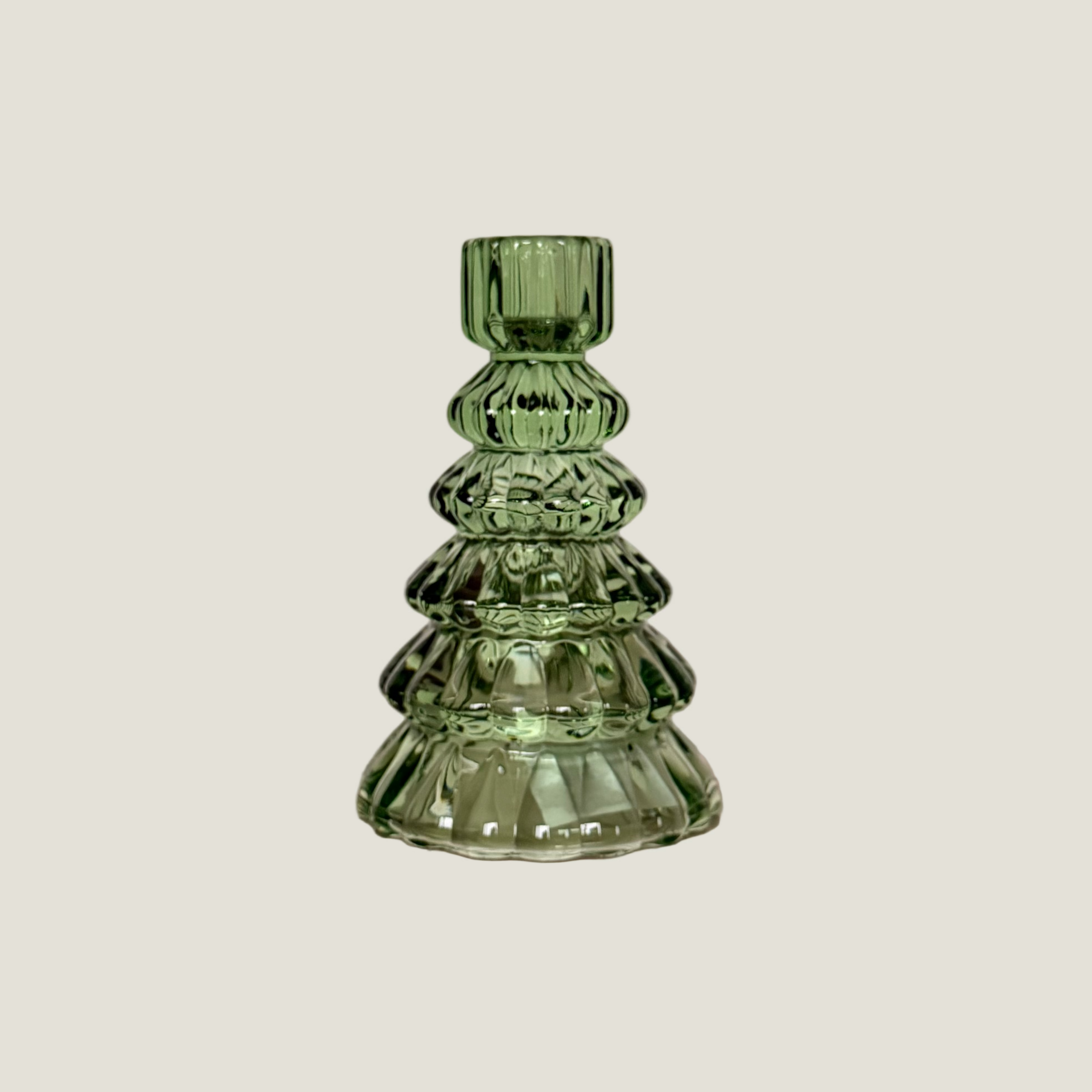 Kaarsenhouder glas - kerstboom groen