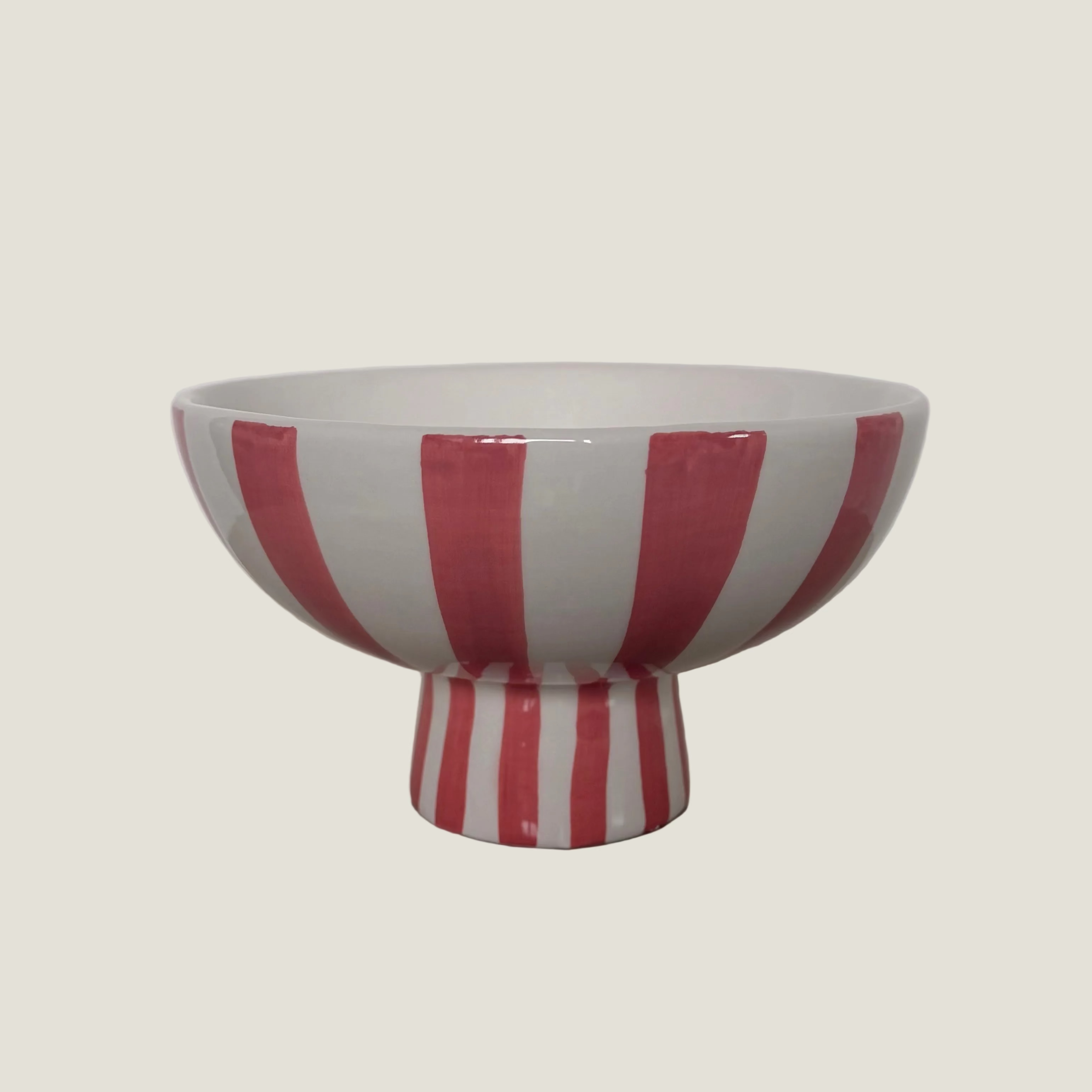 Schaal op voet stripes - roze