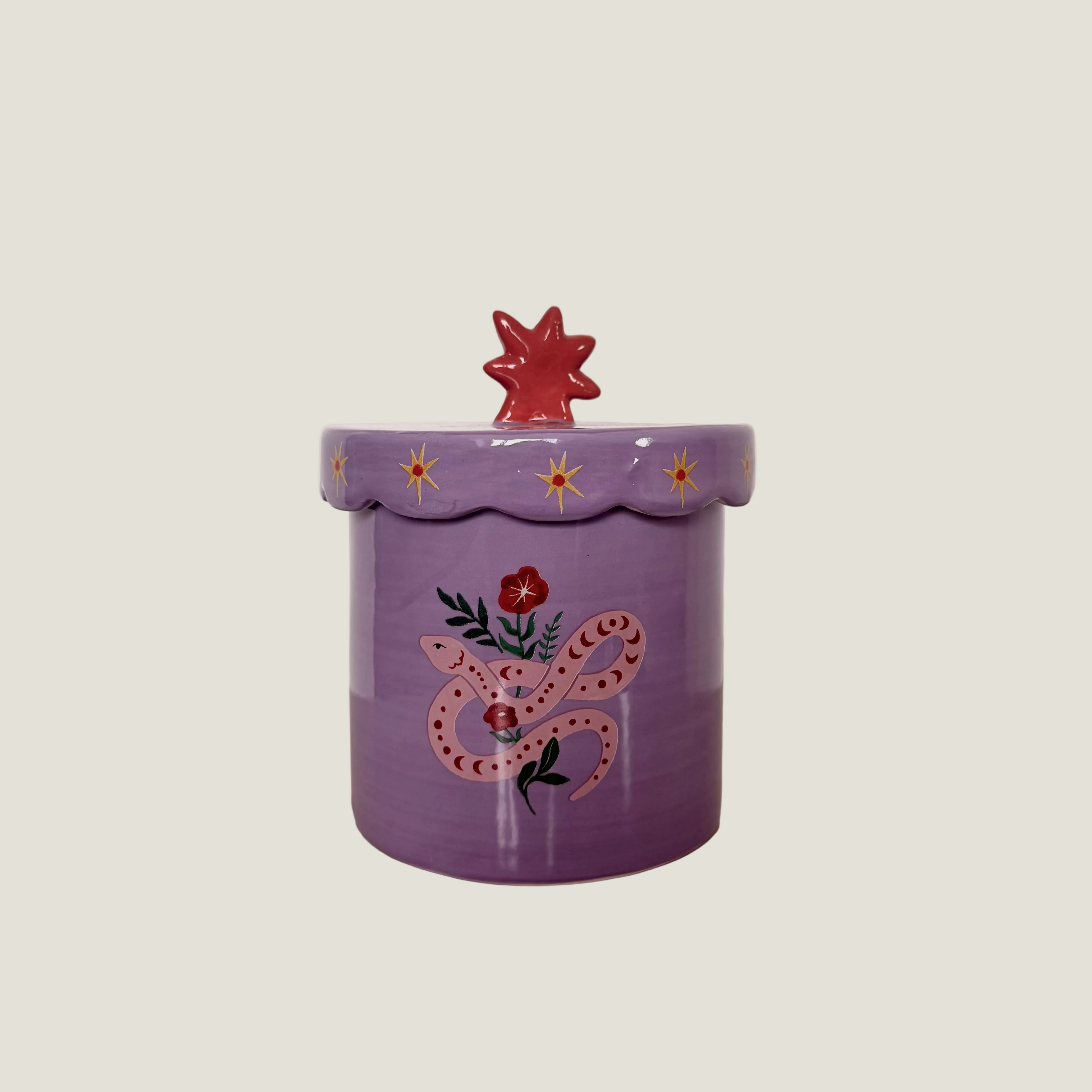 Aardewerk opbergpot snake