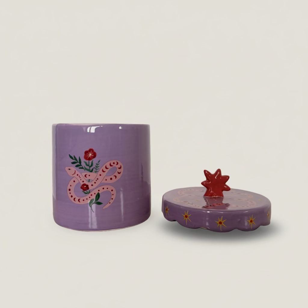 Aardewerk opbergpot snake