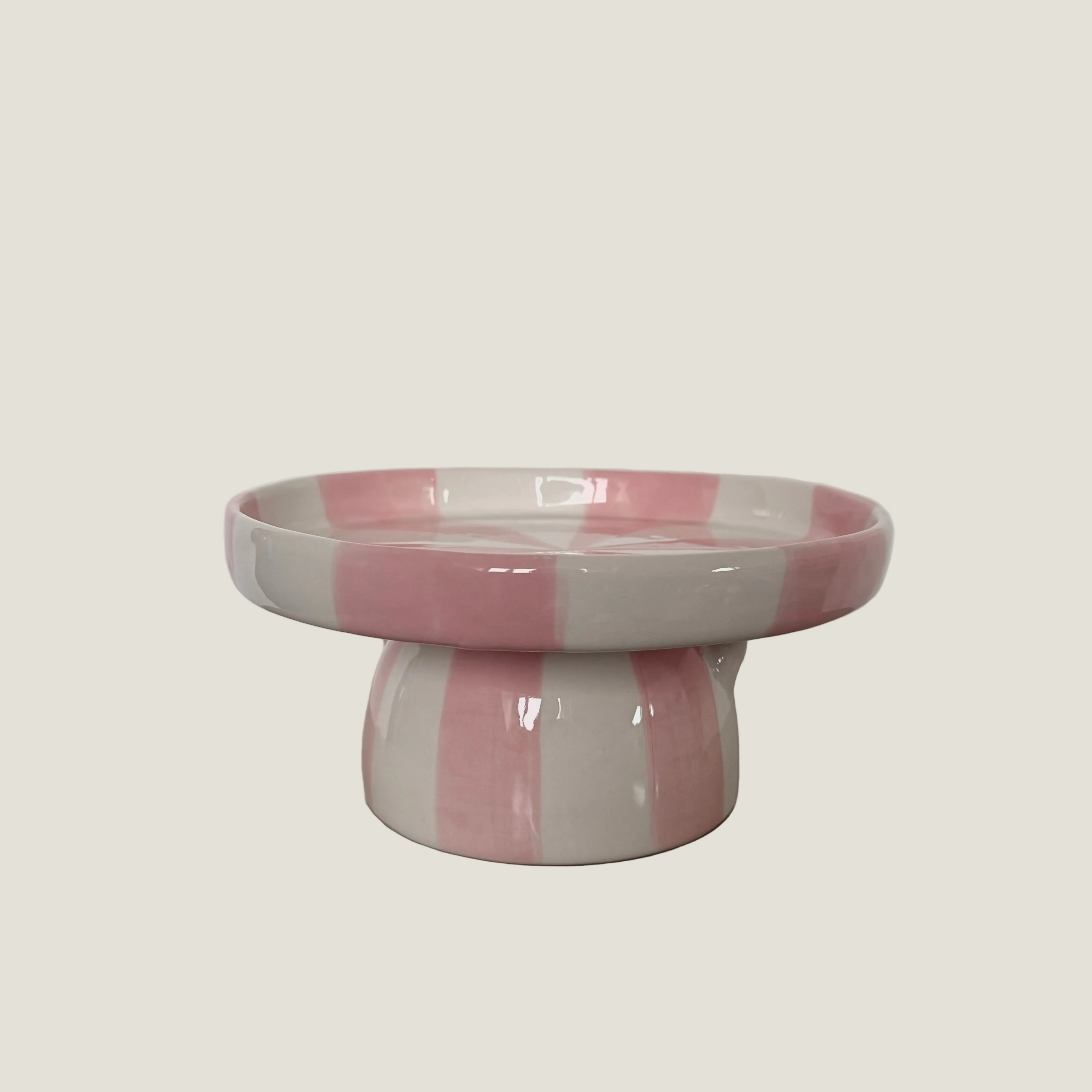Plateau keramiek stripes - licht roze