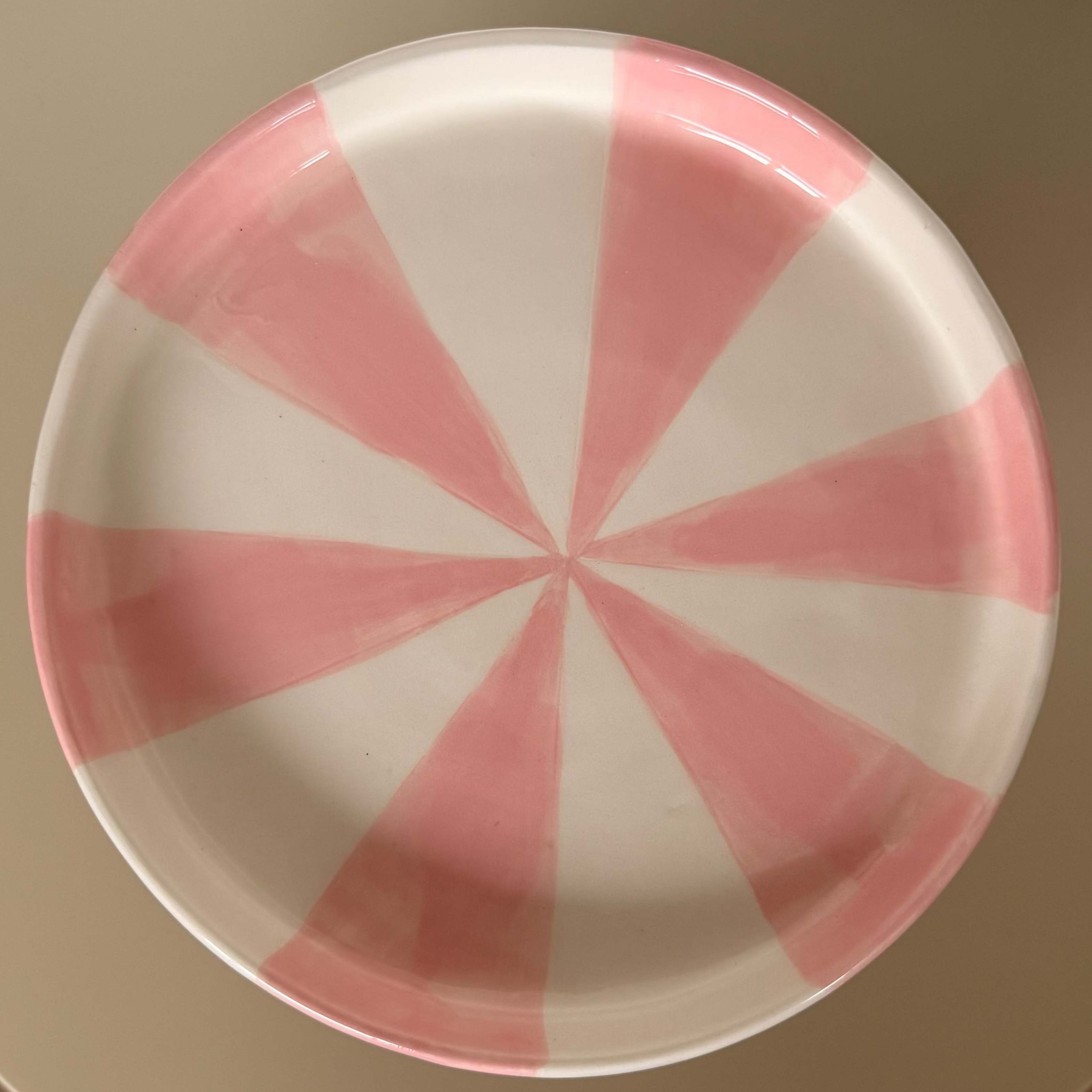 Plateau keramiek stripes - licht roze