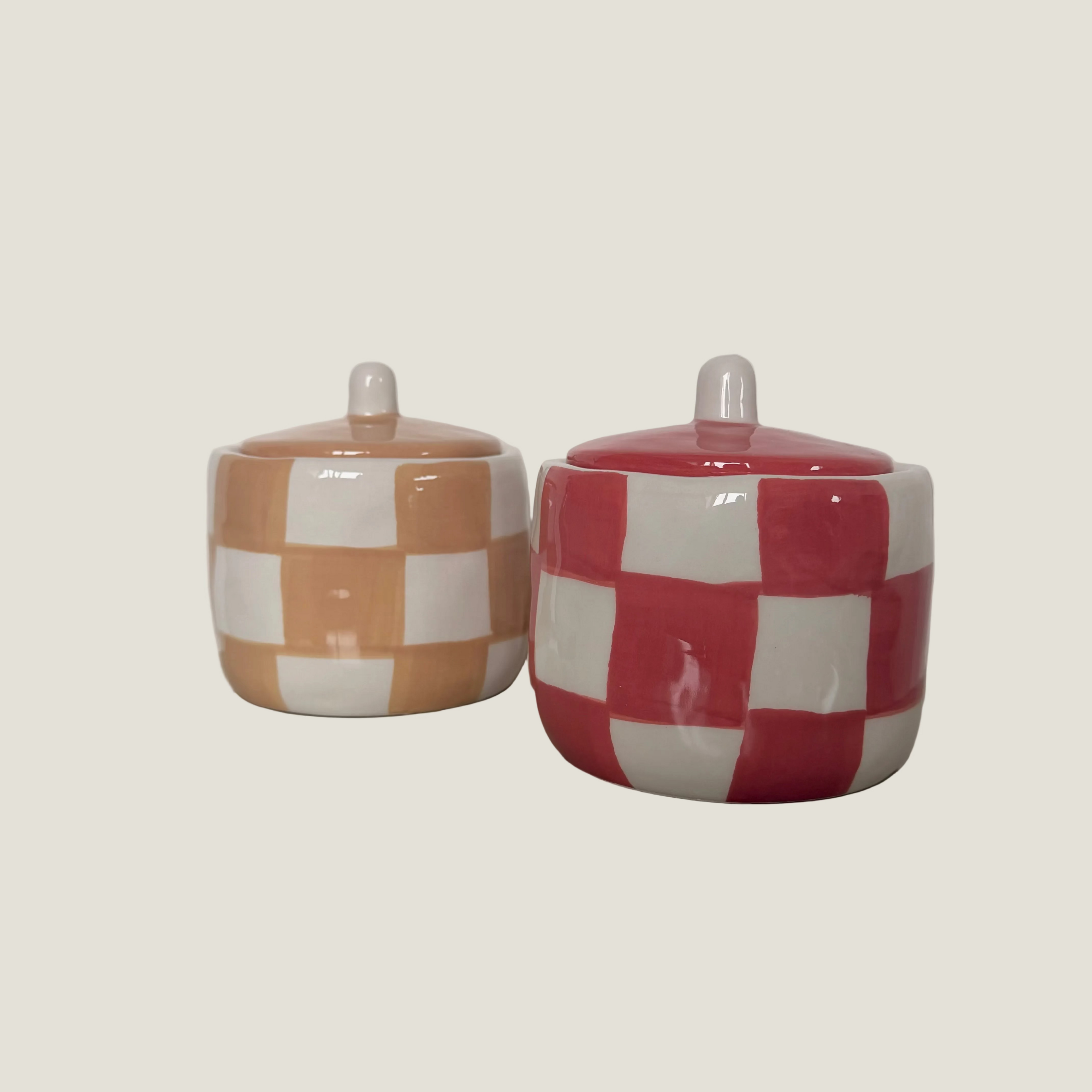 Aardewerk potje met deksel - roze