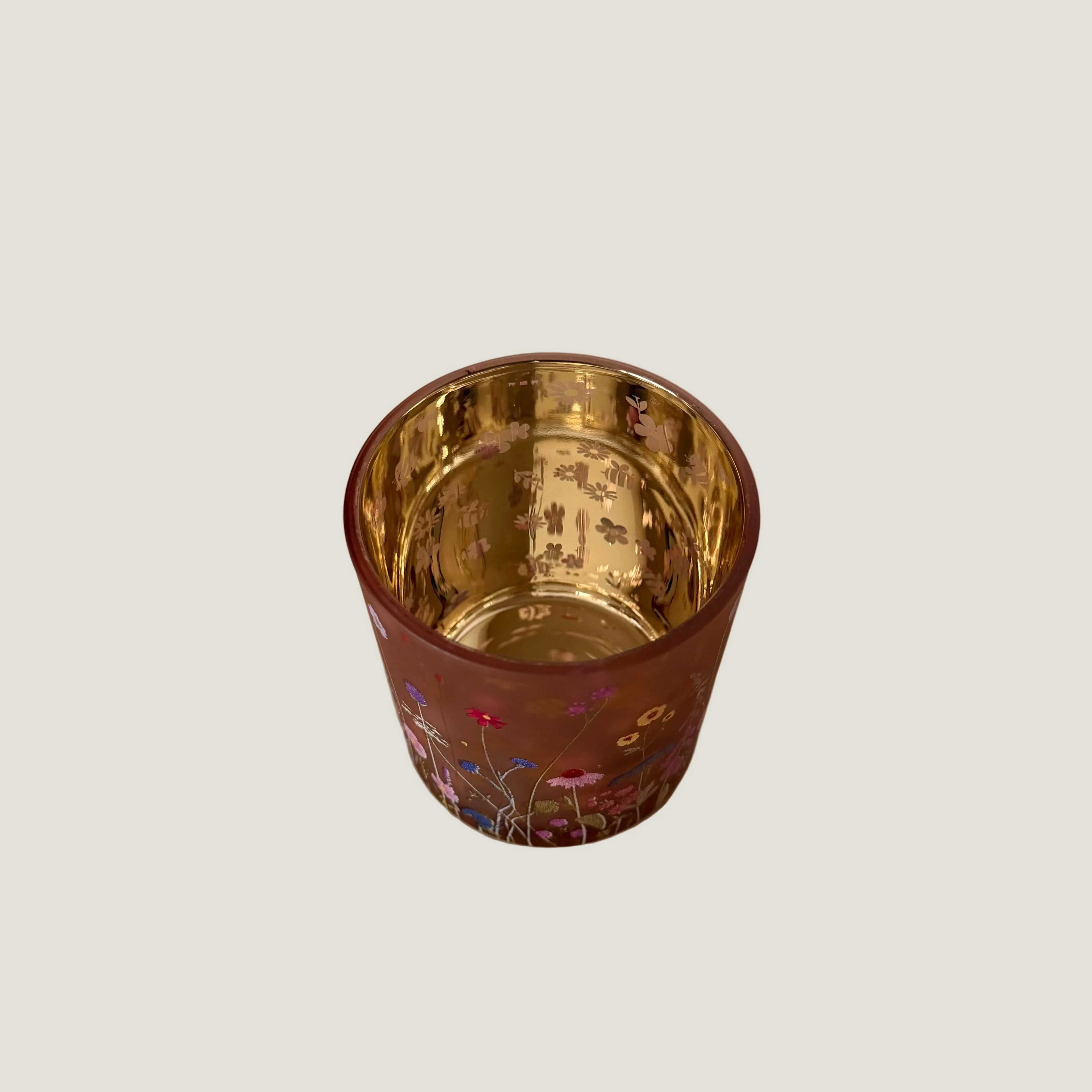 Theelichthouder - bloom goud/roze