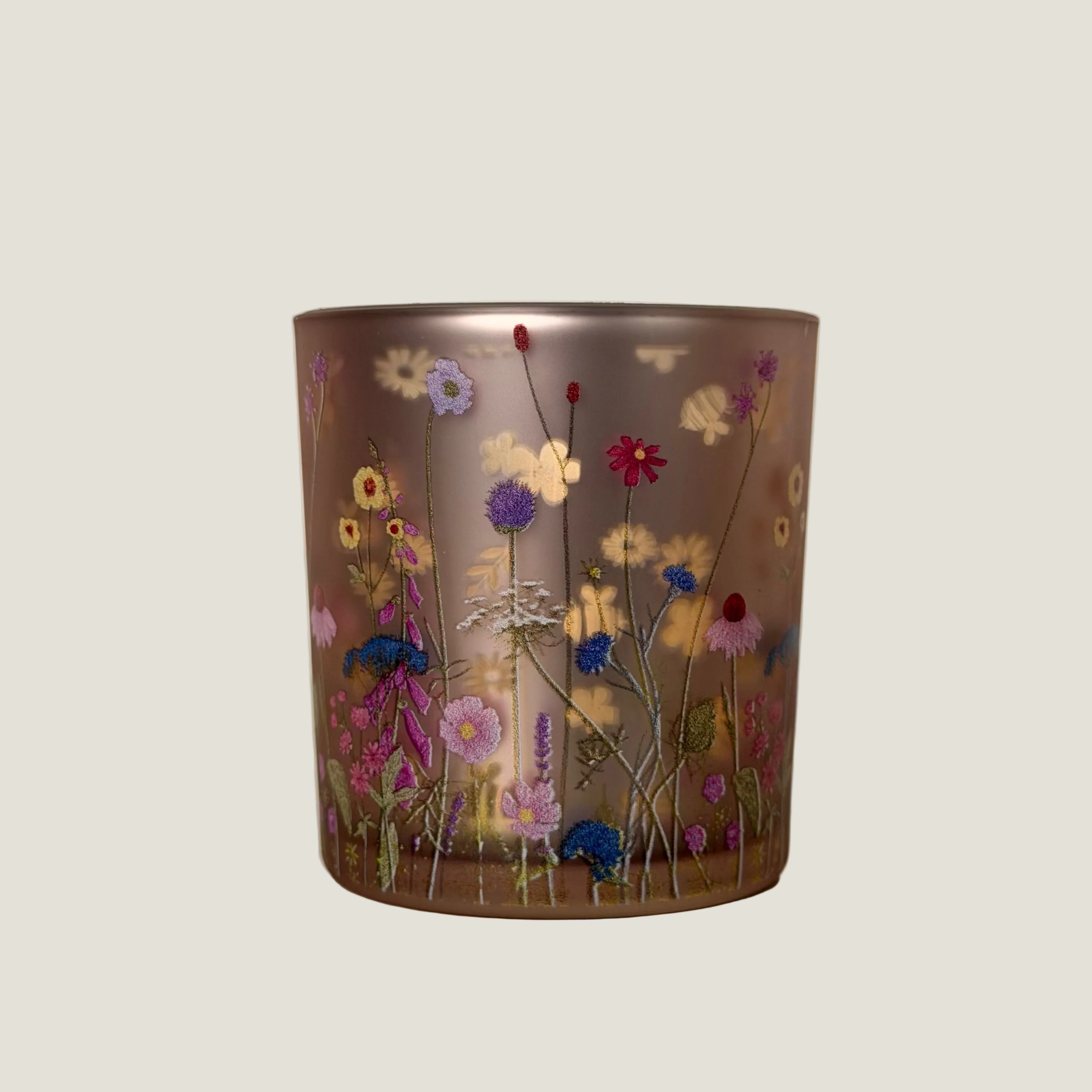 Theelichthouder - bloom goud/roze