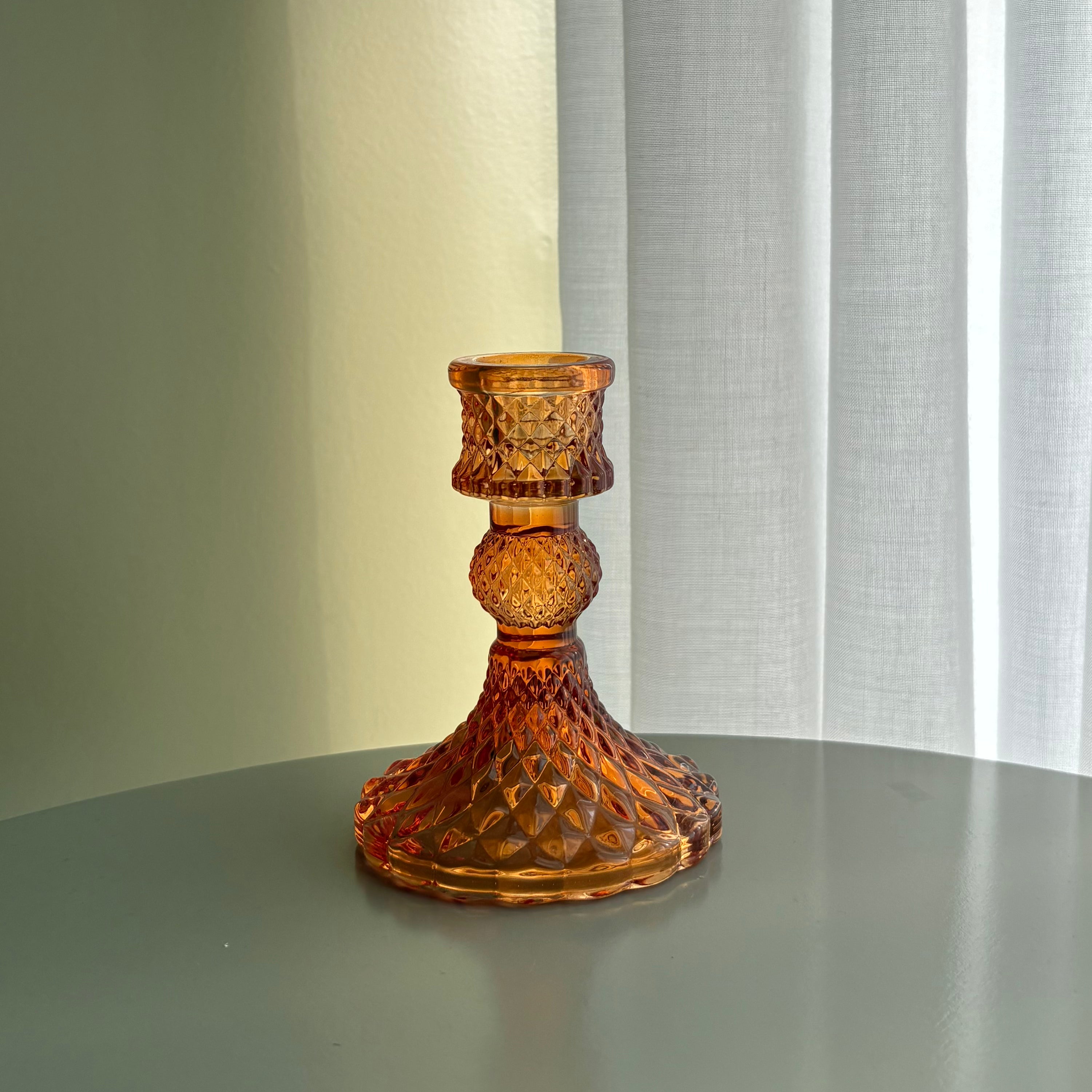 Kaarsenhouder glas oranje