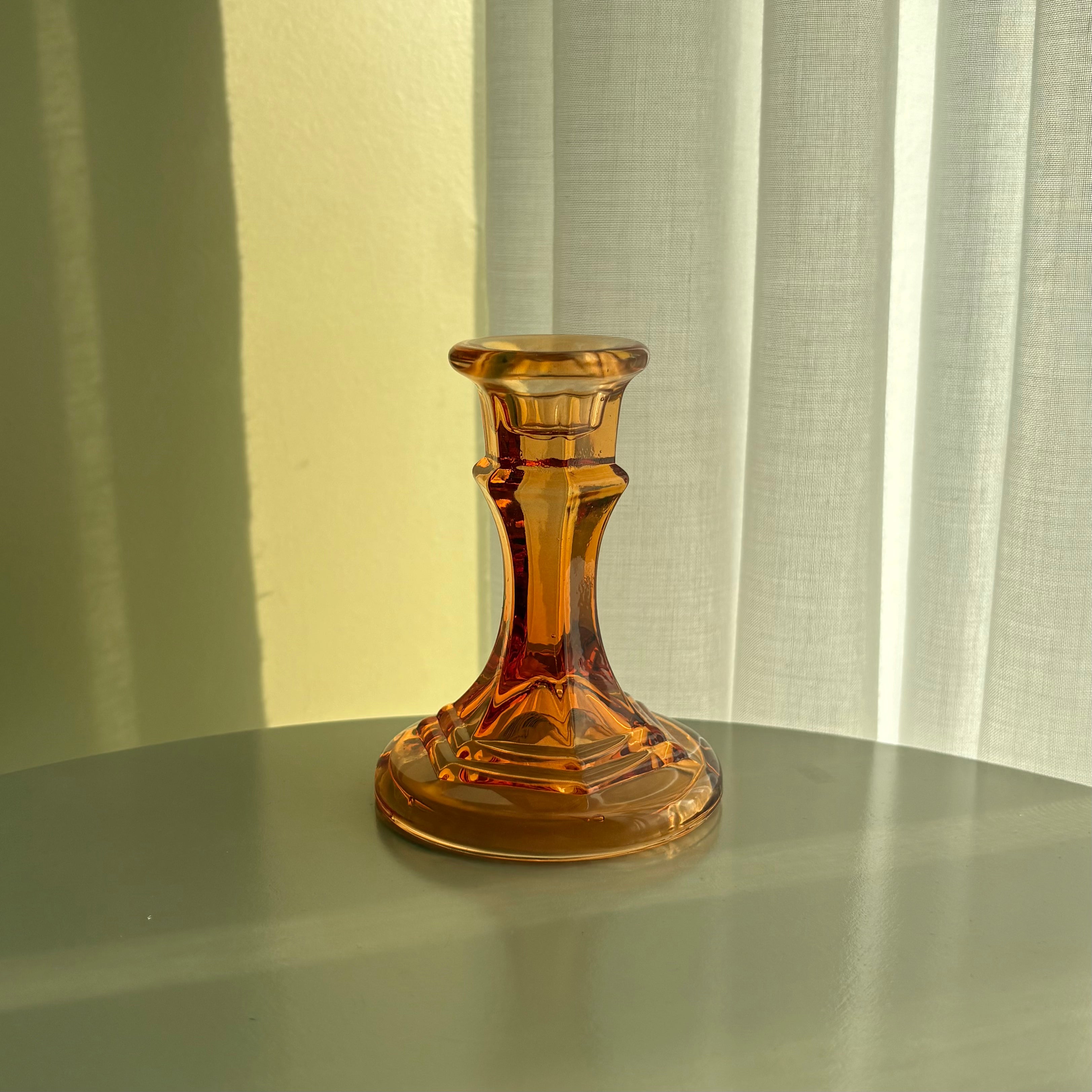 Kaarsenhouder glas oranje