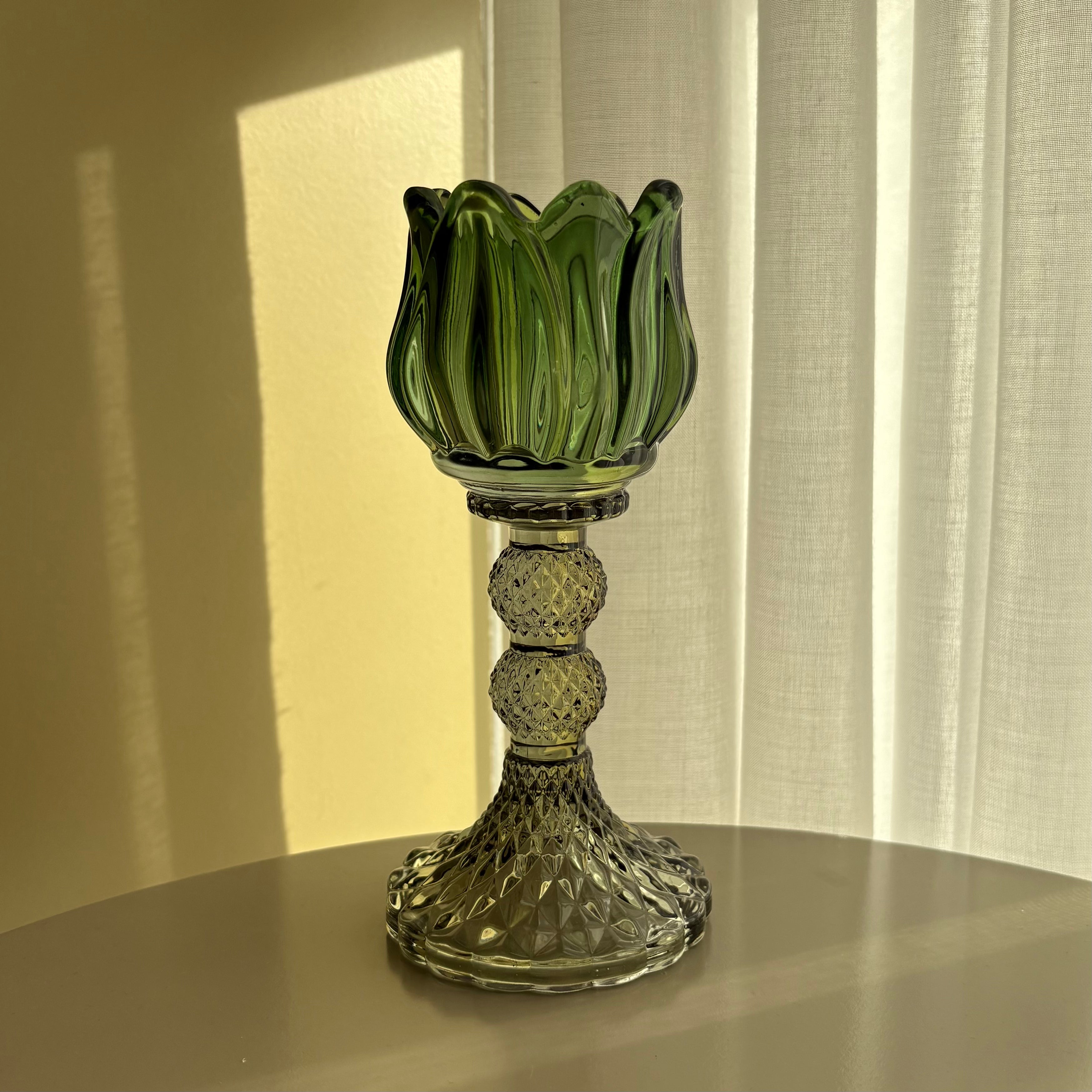 Tulp theelichthouder groen