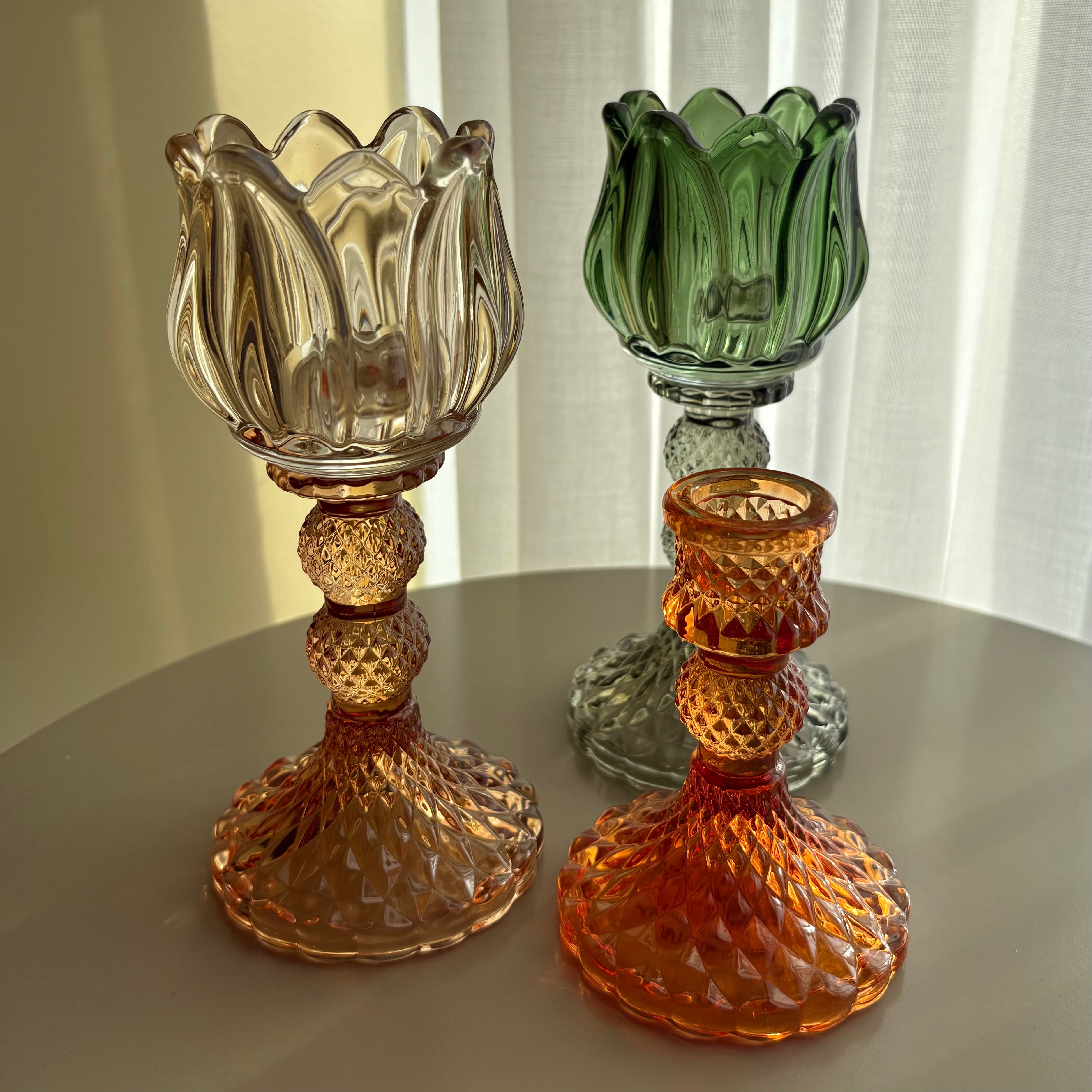 Tulp theelichthouder oranje