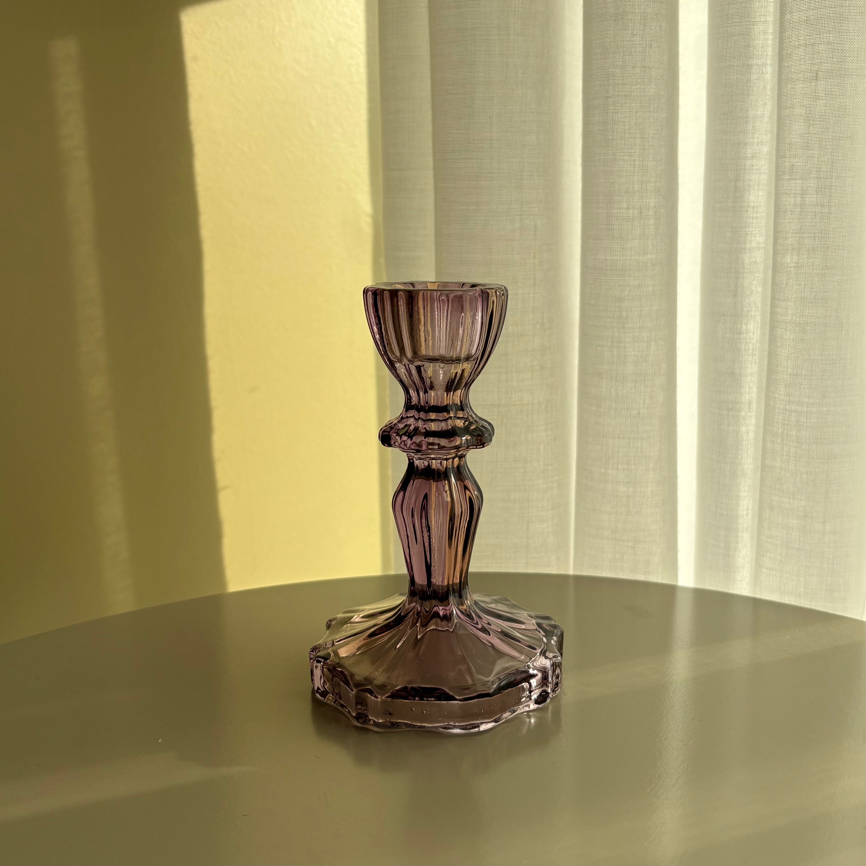 Kaarsenhouder glas paars