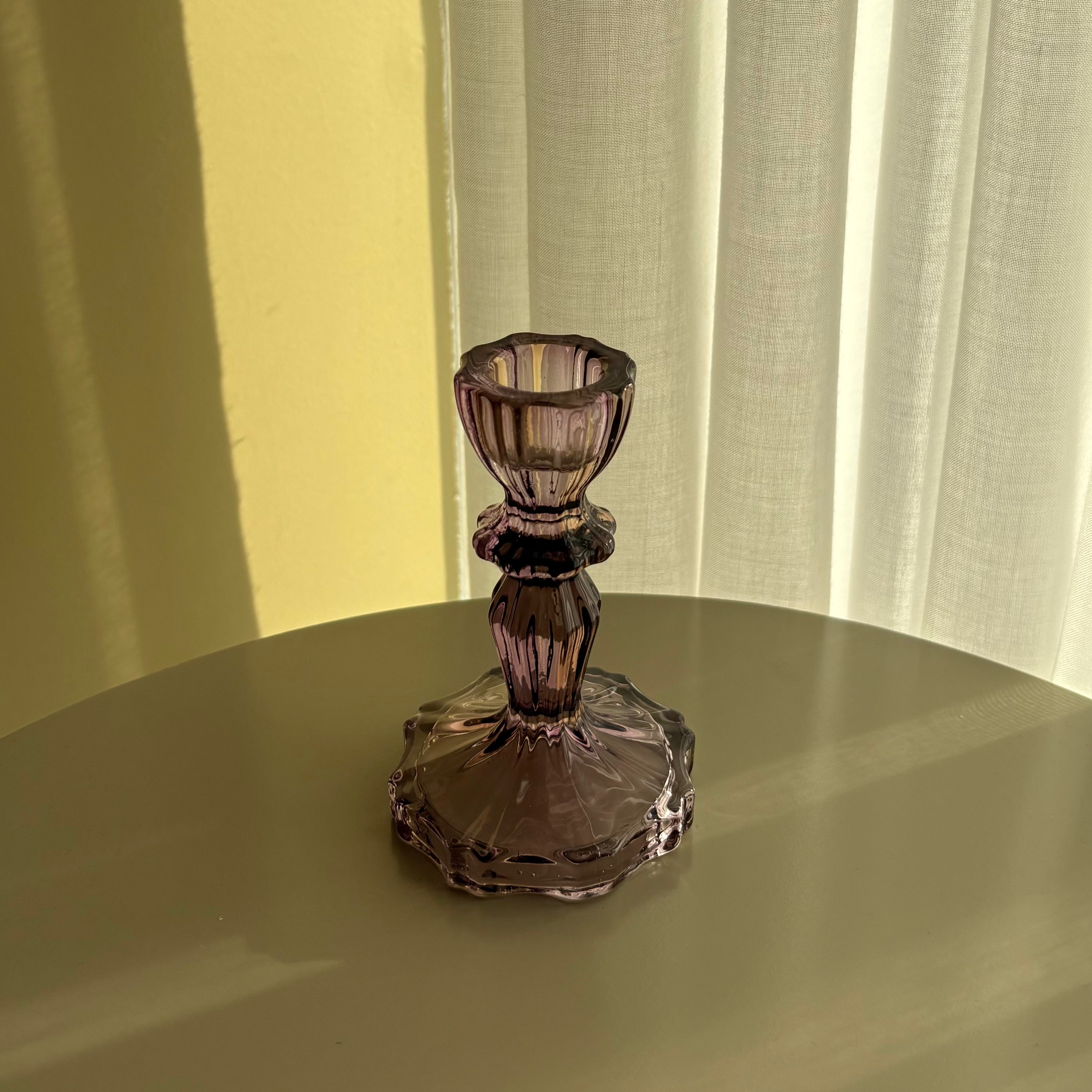 Kaarsenhouder glas paars