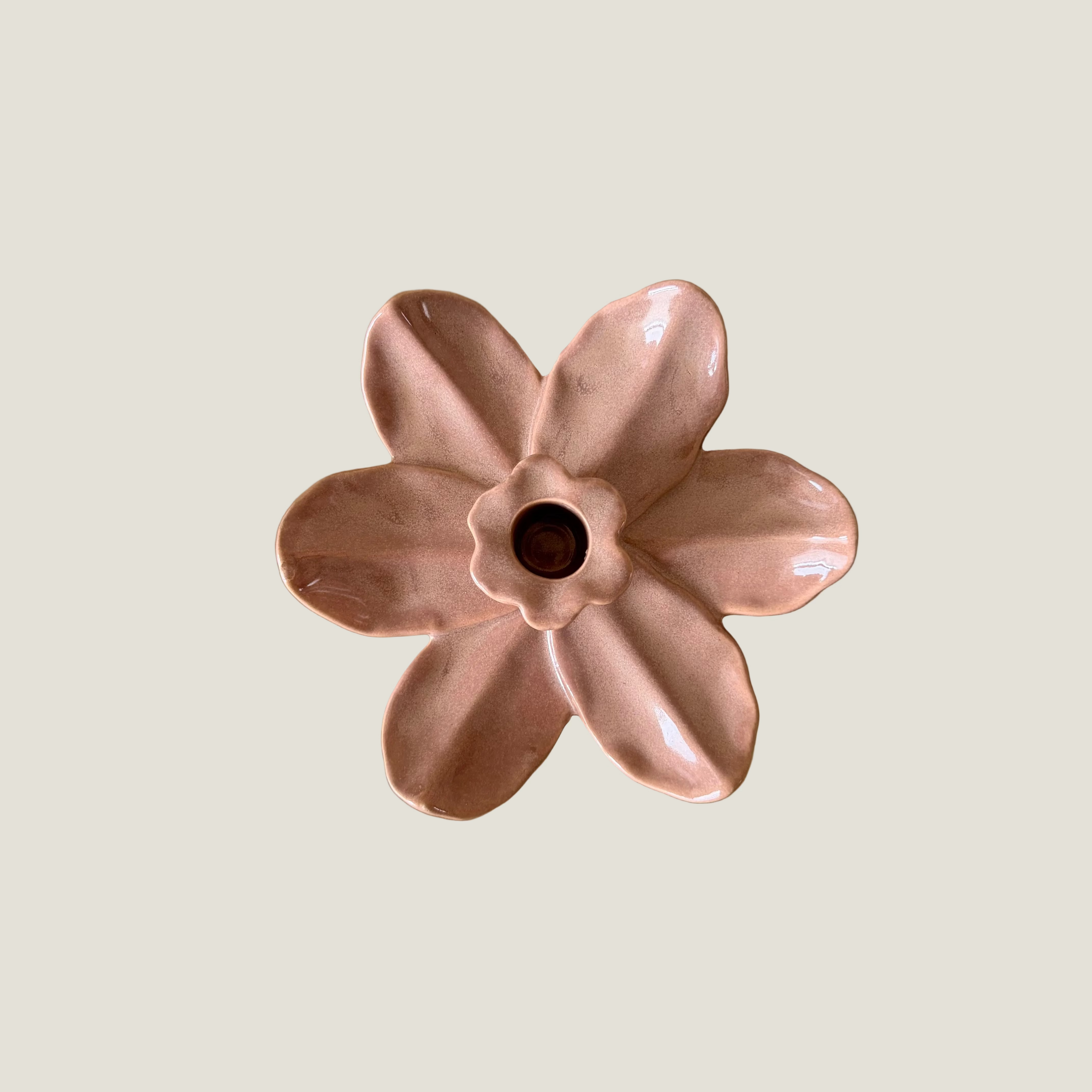 Kandelaar lotus oudroze/beige